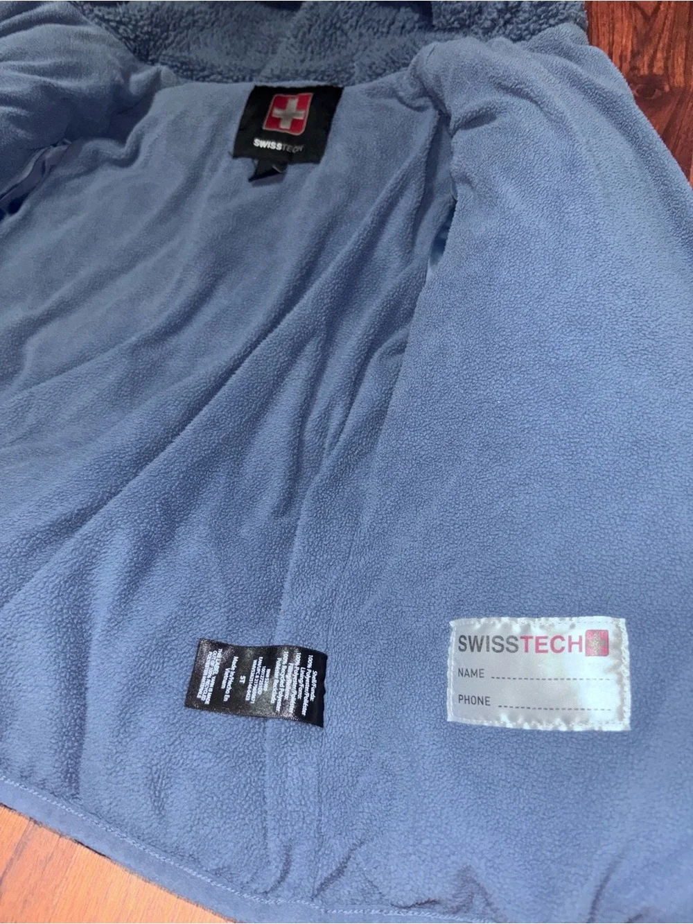 Swiss Tech Kids Hooded Puffer Jacket in Slate Blue